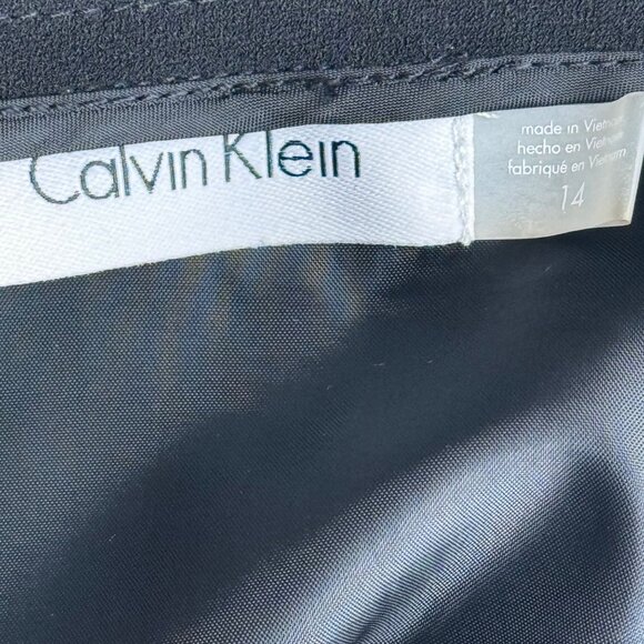 Calvin Klein Womens Black A-Line skirt Size 14 career knee length - Picture 2 of 9